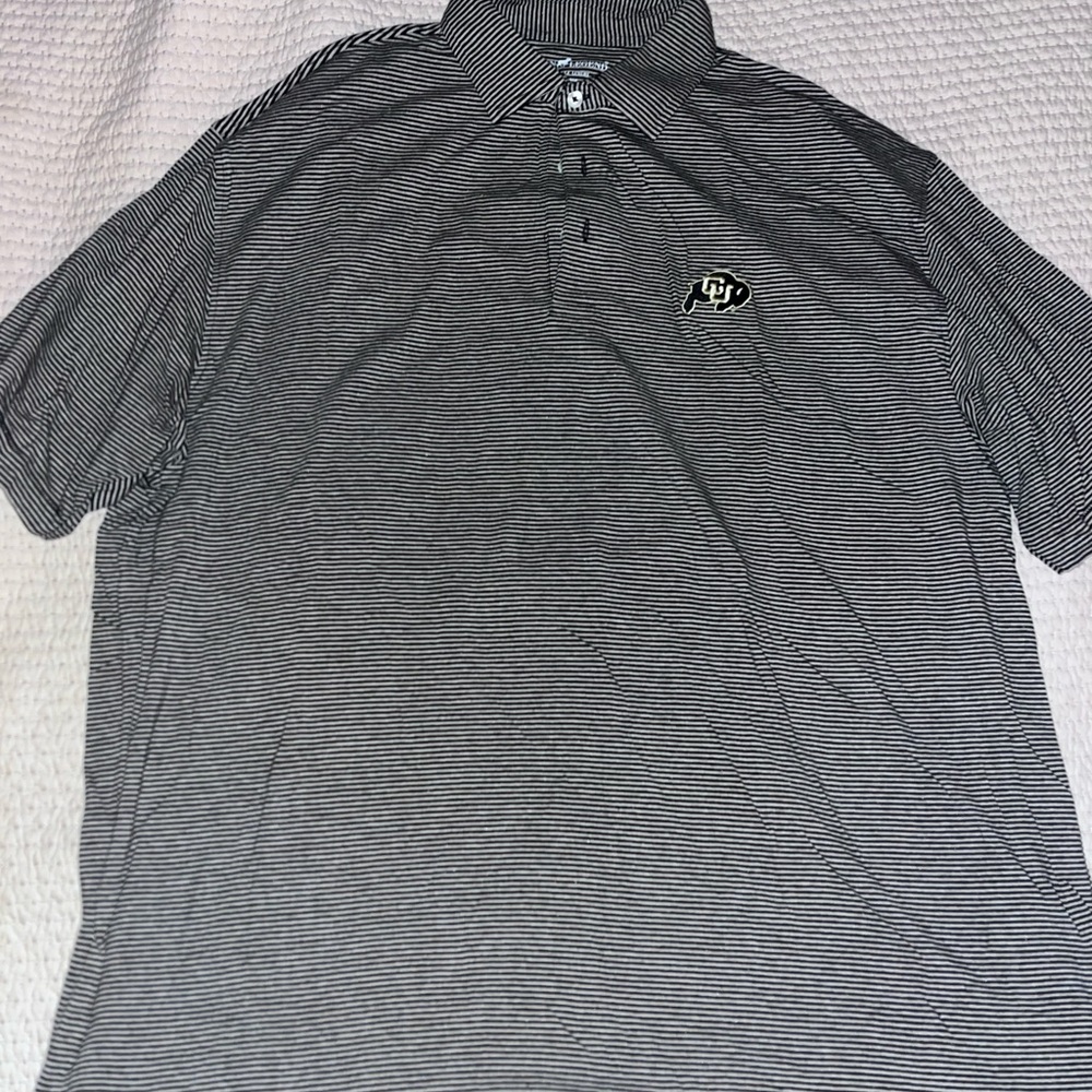 University of Colorado- Boulder Men's Black Striped Polo Shirt